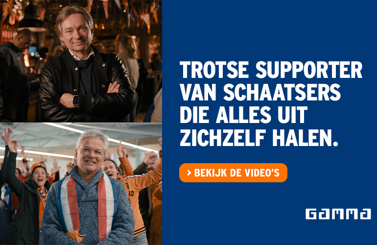 Trotse supporter van schaatsers die alles uit zichzelf halen