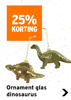 25% korting op ornament glas dinosaurus