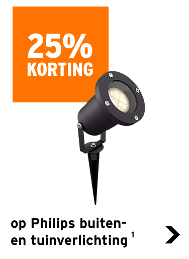 25% korting op Philips buiten-en tuinverlichting