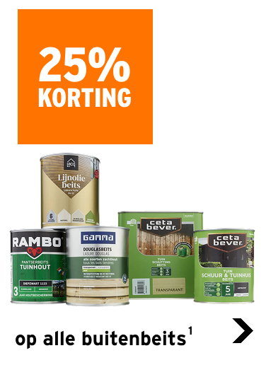 25% korting op alle buitenbeits
